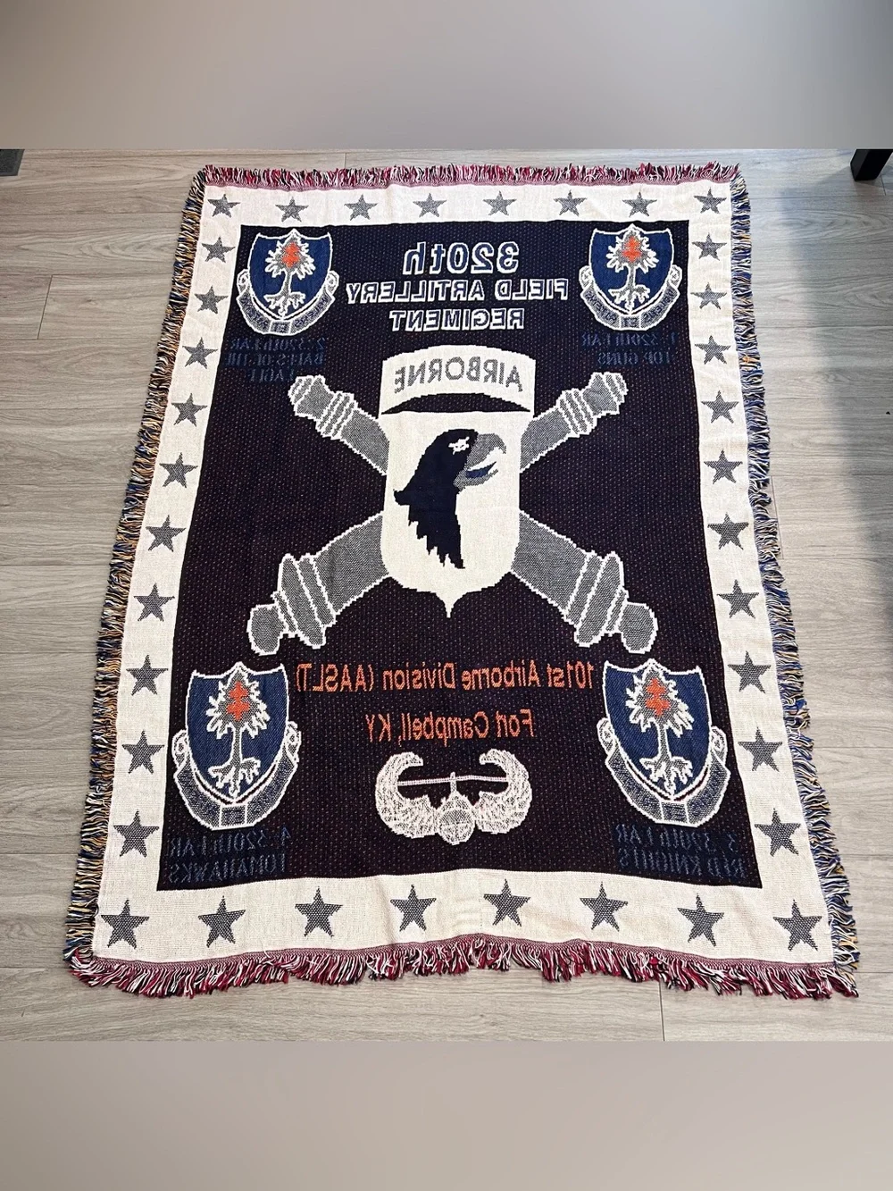 101st Airborne 320th Field Artillery Woven Throw Blanket 50x68